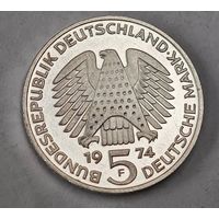 1974 год 5 марок Германия  серебро