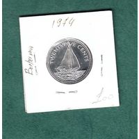 Монета Багамские острова 25 центов 1974