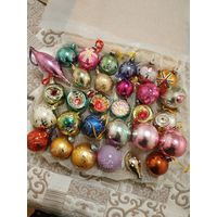 Елочные игрушки СССР 30 штук ЛОТОМ шары фонарики сосульки
