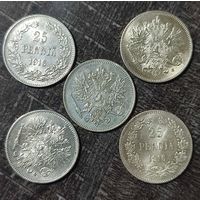 Финляндия 25 пенни 1916 г. (Николай ll)
