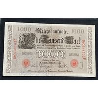 1000 марок 1910 год / Германская империя банкнота тип 1884 года Brauner Tausender / номер семь знаков, красная печать