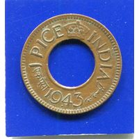 Британская Индия 1 пайс 1943 , Бомбей