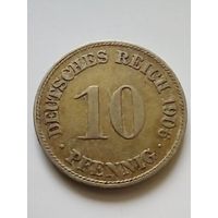 Германия.10 пфеннигов1906 D, красивая патина.