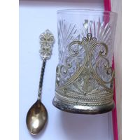 Подстаканник скань+Ложка скань.+Стакан