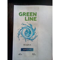 Этикетка водки "GREEN LINE (ЗЕЛЁНАЯ ЛИНИЯ)" мягкая. ООО "Завод БУЛЬБАШЪ" Беларусь.