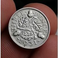 3 пенса 1931, серебро