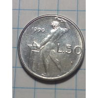 50 лир Италия 1990 год