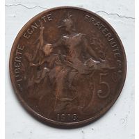 Франция 5 сантимов, 1916 звезда 3-12-11