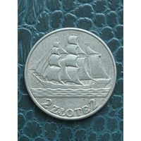 2 злотых 1936 в блеске кораблик Гдыня