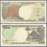 Индонезия, 500 рупий 1992 (1999) г., P-128h (MWV, орангутанг), UNC
