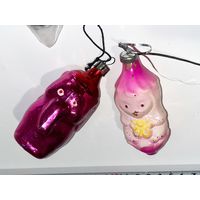 Ёлочные игрушки СССР стекло лот с мишурой дождик