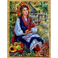 Открытка чистая 10х15 см. Художница Елена Буторина. Яблочный спас.