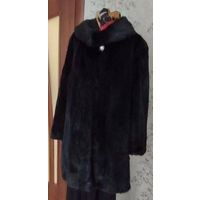 НОРКА ЧЕРНАЯ. ШУБА С ВОРОТНИКОМ "ШАЛЬ/ШАНЕЛЬ". РАЗМЕР - 48-50. ДЛИНА - 82 см.