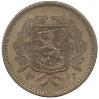 Финляндская Республика. 20 марок 1937. Нечастая (510000 шт.).