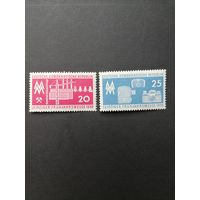 ГДР 1959 Полная серия марок "Ярмарка в Лейпциге" (чистые* с наклейками) Mi.678-679 каталог 0.90 евро
