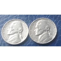 5 центов  1960 D и Р США Джеферсон 2 монеты
