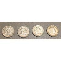 4х1 гульдену (серебро) 1954-1957, Нидерланды, Юлиана, в состоянии, с блеском! Также смотрите другие мои лоты!