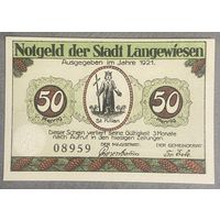 Нотгельд , 50 пфеннигов, Ланвеген 1921 год. Веймарская республика