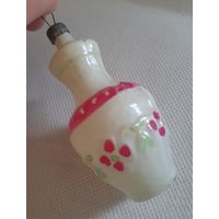 Игрушка ёлочная Кувшин молочный с Цветами, стекло. СССР
