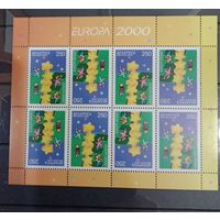 Марки Беларуси 2000 года КМ 380 в листе, EUROPA, каталог 30 евро