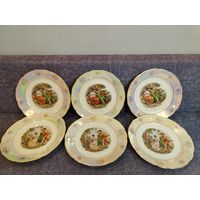 Все лоты с 1 Рубля. Набор сервизных тарелок на 6 персон. ГДР. Мадонна. Кахла.