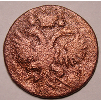 Деньга  1755 , не каталожная , орёл без лапы , не держит скипетр