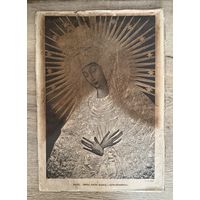 Старинная двухсторонняя литография WILNO. OBRAZ MATKI BOSKIEJ OSTROBRAMSKIEJ 1931 год