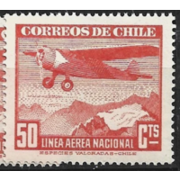 Чили 1943  авиапочта самолет и горы 50c MNH