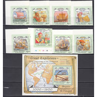 200 лет США. Бекия. 1988. 8 марок б/з и 1 блок. Michel N 254-261, бл9 (13,0 е)