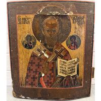 Икона Святой Николай Чудотворец со Спасом и Богоматерью в облаках. Распродажа коллекции!!!