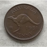 Австралия 1 пенни 1951 Георг VI (Мельбурн - без точки)
