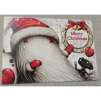 Посткроссинг. Открытка Счастливого Рождества,  (10х15). Прошла почту. Художественные марки, чёткий штемпель.