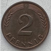 Германия 2 пфеннига 1958 г. D