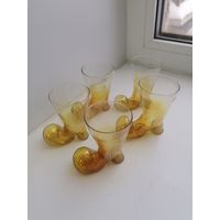 Рюмки Сапожок, башмак, тонкое стекло 5шт