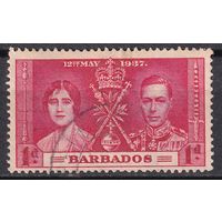 108.BrK. Великобритания. Колонии. Барбадос. Коронация Георга VI и Елизаветы. 1937 г. 1d. Mi.#152.