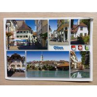 О-11. ПОДПИСАННАЯ ОТКРЫТКА. ШВЕЙЦАРИЯ. ОЛТЕН. ВИДЫ ГОРОДА.