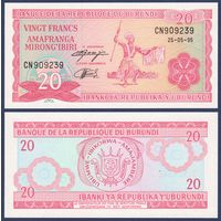 Бурунди, 20 франков 1995 г., P-27d, UNC