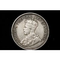 45 пиастров 1928 г. Кипр (Великобритания), Георг V. "50 лет английскому Кипру". Кабинетная патина, редкая!