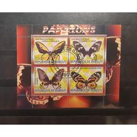 Джибути. 2008 год. Фауна. Бабочки. Блок (лист 4 марки) (186)