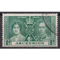 109.BrK. Великобритания. Колонии. Остров Вознесения. Коронация Георга VI и Елизаветы. 1937 г. 1d. Mi.#36.