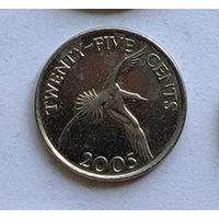 Бермуды 25 центов 2005 год птица
