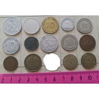 С РУБЛЯ! сборный лот монет Германии, 14 шт. Все разные.