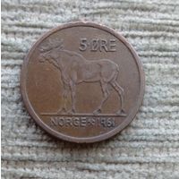 Werty71 Норвегия 5 эре 1961 Лось
