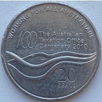 Австралия 20 центов 2010 г. 100 лет налоговому Управлению