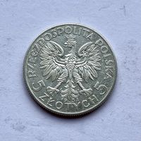 Монета СЕРЕБРО Польша 5 злотых 1934 год Ядвига ОТЛИЧНЫЕ