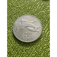 Кирибати. 20 центов 1979 г дельфины