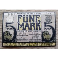 Werty71 Германия 5 марок 1918 банкнота Шлезвиг