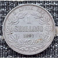 ЮАР 1 шиллинг 1897 года. Дубовые ветви. Серебро 925! Сторгуй за свою цену, предложи обмен!