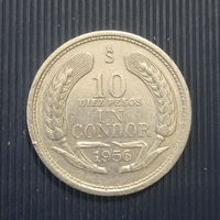 Чили 10 песо = 1 кондор 1956 год кондор состояние