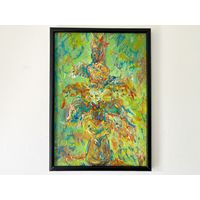 Наталья Черноголова картина холст масло в раме Цветочный вазон размер 53 х 37 см